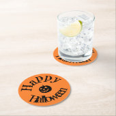 オレンモダンジハッピーハローウィンカボチャ ラウンドペーパーコースター (インサイチュ)