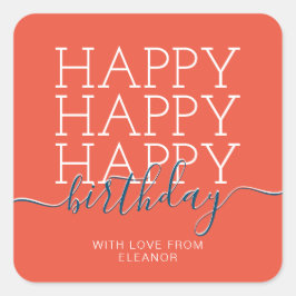 オレンモダンジハッピーバースデー スクエアシール