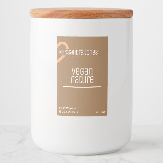 オレンモダンジハートシェイプヴィンテージブラウンキャンドル フードラベル (正面)