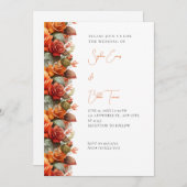 オレンモダンジバラ秋ホワ結婚イト 招待状 (正面/裏面)