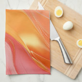 オレンモダンジピンクと金ゴールド抽象芸術贅沢 –  キッチンタオル (四つ折り)
