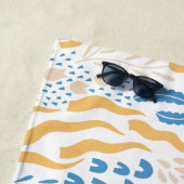 オレンモダンジピンクブルーフローラ夏パターン ビーチタオル (インサイチュ)