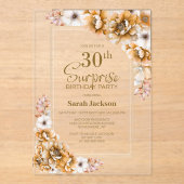 オレンモダンジフローラサプライズ30歳の誕生日パーティー アクリル招待状 (正面)