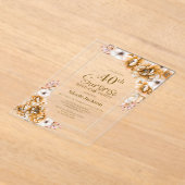 オレンモダンジフローラサプライズ40歳の誕生日パーティー アクリル招待状 (レイダウン)