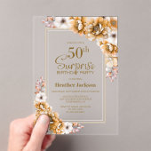 オレンモダンジフローラサプライズ50thバースデーパーティー アクリル招待状 (インサイチュ (ポータブル))