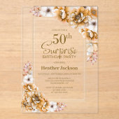 オレンモダンジフローラサプライズ50thバースデーパーティー アクリル招待状 (正面)