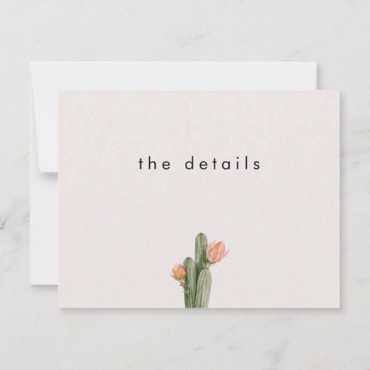 オレンモダンジフローラサボ結婚の詳細カード 招待状 (裏面)