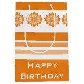 オレンモダンジフローラ及びストライプ ミディアムペーパーバッグ (正面)