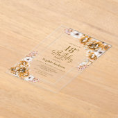 オレンモダンジフローラ18th誕生日パーティー アクリル招待状 (レイダウン)