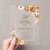 オレンモダンジフローラ50th誕生日パーティー アクリル招待状 (インサイチュ (ポータブル))