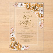 オレンモダンジフローラ60th誕生日パーティー アクリル招待状 (正面)