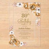 オレンモダンジフローラ80th誕生日パーティー アクリル招待状 (正面)