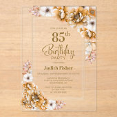 オレンモダンジフローラ85th誕生日パーティー アクリル招待状 (正面)