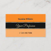 オレンモダンジブラックアンドピーチストライププロフェッショナル 名刺 (正面)