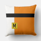 オレンモダンジブラックカラーブロックモノグラムの クッション (裏面)
