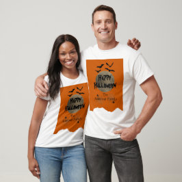 オレンモダンジブラック不気味ハッピーハローウィン Tシャツ