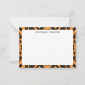 オレンモダンジブラック装飾縁ど ノートカード (正面)