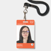 オレンモダンジプロフェッショナル会社ID従業員 バッジ (正面（ネックストラップ付）)