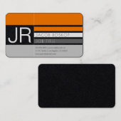 オレンモダンジホワイト&グレーオンブラック紙 名刺 (正面/裏面)