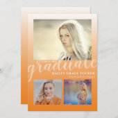 オレンモダンジュグラデーションー卒業3写真卒業 案内状 (正面/裏面)