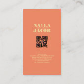 オレンモダンジュ市松模様にー型QRコード 名刺 (裏面)