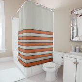 オレンモダンジレッドシルバーグレイストライプパターン シャワーカーテン (インサイチュ)
