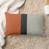 オレンモダンジレッドシルバーグレイストライプパターン ランバークッション (ブランケット)