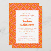 オレンモダンジレトロはっきりしたタイポグラフィカップルシャワー 招待状 (正面/裏面)