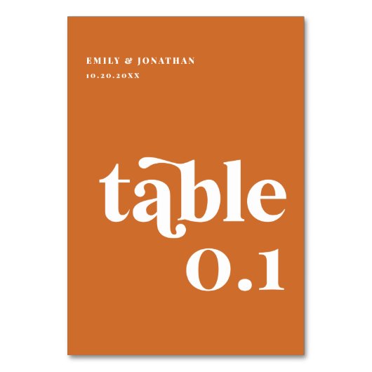 オレンモダンジレトロボホ結婚ズ テーブルナンバー (正面)