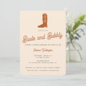 オレンモダンジ女性のカーボーイブーツバブリーブライダルシャワー 招待状 (スタンド正面)