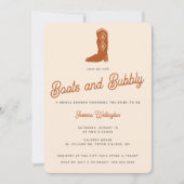 オレンモダンジ女性のカーボーイブーツバブリーブライダルシャワー 招待状 (正面)