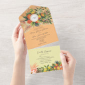 オレンモダンジ柑橘類結婚の果実 オールインワン招待状 (貼ってはがせる)