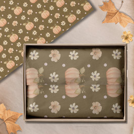 オレンモダンジ水彩かぼちゃ花柄 薄葉紙