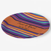 オレンモダンジ紫ストライプのハロウィン結婚ズ ペーパープレート (アングル)