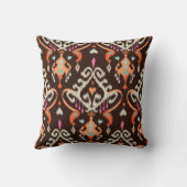 オレンモダンジ茶ガーリーイカットの部族模様 クッション (裏面)