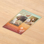 オレンモダンジ蝶の写真卒業パーティー アクリル招待状 (レイダウン)