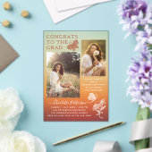 オレンモダンジ蝶の写真卒業パーティー アクリル招待状 (インサイチュ (ウェディング))