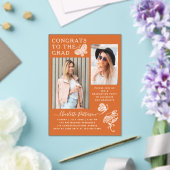 オレンモダンジ蝶の写真卒業パーティー アクリル招待状 (インサイチュ (ウェディング))