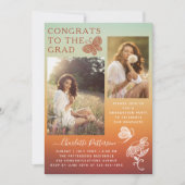 オレンモダンジ蝶の写真卒業パーティー 招待状 (正面)