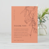 オレンモダンジ錆ラインスケッチフローラ結婚 サンキューカード (スタンド正面)