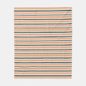 オレンモダンジ&ネイビー垂直ストライプパターン（の模様が）ある フリースブランケット (正面)