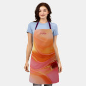 オレンモダンジ、ピンク、金ゴールド- エプロン (着用した状態)