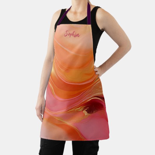 オレンモダンジ、ピンク、金ゴールド- エプロン (インサイチュ)