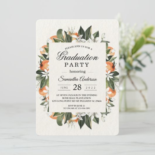 オレンモダンジ&フラワーウォーターカラーフレーム 招待状 (スタンド正面)