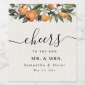 オレンモダンジ&フラワーウォーターカラー ワインラベル (シングルラベル)