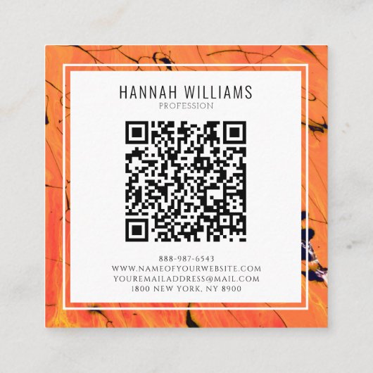 オレンモダンジQRコードテラコッタパタ絵を描ン スクエア名刺 (裏面)