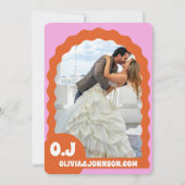 オレンモダンミニマルジレトロ波形アーはっきりしたチ日付 セーブザデート (裏面)