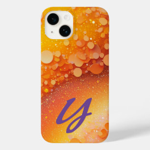 オレンモノグラムのジイエローグリッター Case-Mate iPhone 14ケース
