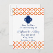 オレンモノグラムのジ、ブルー王室のクローバー 案内ポストカード (正面/裏面)