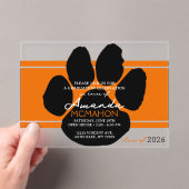 オレンユニークジとブラックの卒業ポープリントエレガント アクリル招待状 (インサイチュ (ポータブル))